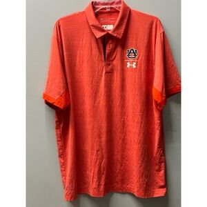 Under Armour HeatGear Polo Auburn Tigers Mens XL Orange Athletic Logo Golf